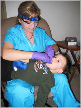 Diana with young patient